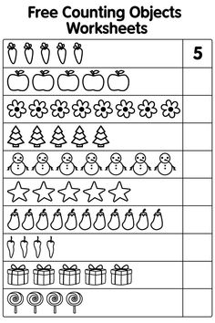 the worksheet for counting to 5 with numbers and pictures on it, including