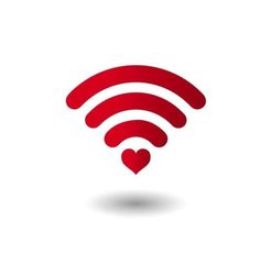 wifi icon with heart on white background