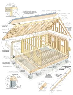 an image of a house being built with wood framing and details on the outside wall