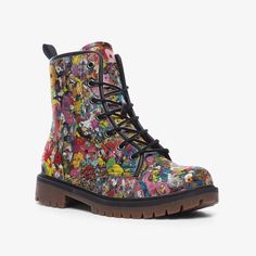 Embrace vibrant elegance with our Colorful Floral Pattern Leather Boots! Bursting with a lively floral print in a spectrum of colors, these boots add a cheerful burst to any outfit. Crafted from premium faux leather, these lightweight boots feature a rubber sole designed for lasting durability and superior traction. The lace-up front ensures a perfect fit, while the padded collar enhances comfort for all-day wear. Ideal for fashion-forward individuals who love to stand out with a touch of nature-inspired beauty. Boots Elegant, Lightweight Boots, Elegant Casual, Nature Inspired, Leather Boots, Rubber Sole, Fashion Forward, Floral Pattern, Floral Print