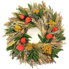 Our Fragrant Dried Herb and Japanese Lantern Wreath is 20” in diameter and handcrafted and grown here in the USA by skilled artisans. It is a custom made to order wreath that will make your fall season colorful and bright. Lantern Wreath, Orange Lanterns, Herb Wreath, Fall Lanterns, Broom Corn, Fall Lantern, Classic Wreath, Willow Wreath, Dried Wreath