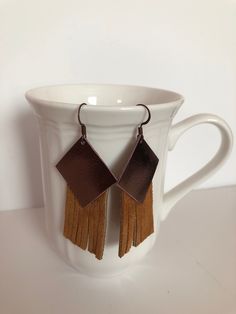 Leather Fringe Earrings, Bow Earrings, Leather Bows, Leather Fringe, Fringe Earrings, Custom Leather, Leather Jewelry, Leather Fashion, Hippie Boho