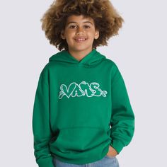 Made for playful days and cozy nights, the Kids Caps Loose Pullover Sweatshirt is a loose fit hooded pullover sweatshirt made with a comfortable cotton blend. It features a front pouch pocket and an eye-catching Vans® logo embroidered on the front. 56% Cotton, 44% Polyester fabric Fleece hooded pullover Embroidery at front Loose fit | Vans Kids Caps Pullover Hoodie XL Verdant Green, Boys Vest, Vans Kids, Vans Logo, Loose Pullover, Boys Sweatshirts, Kids Clothes Boys, Kids Outerwear, Boys Jeans