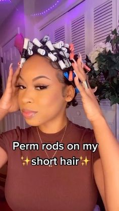 Such a pretty perm rod set on short natural hair by @ohmyzy_ ❤️ So much shine, definition, and bounce 👌🏾 Would you rock it? 🙋🏾‍♀️ #dollarcurlclub #shortnaturalhair #teamnatural #permrodset #naturalhairstyles #curlyhairroutine | Dollar Curl Club | dollarcurlclub · Original audio Short Rod Set Natural Hair, Perm Rods On Short Relaxed Hair, Perm Rod Sizes And Results Curls, Short Pin Curl Hairstyles, Perm Rods On Natural Hair Short, Curling Rods Natural Hair, Roller Set Natural Hair Short, Rod Set On Natural Hair Short Hair, Perm Rods On Natural Hair Short 4c