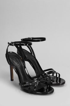 Sandals in black patent leather, multiple thin straps, ankle strap, heel 105mm, patent leather, leather sole, Made in Brazil Sneaker Wedge, Made In Brazil, Espadrilles Wedges, Black Patent Leather, Bridal Shoes, Strap Heels, Gladiator Sandals, Manolo Blahnik, High Heel Shoes