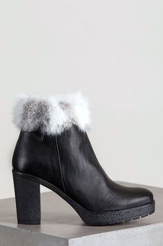 click to expand Chic Heels, Rabbit Fur, Fur Trim, Easy Wear, Leather Boots, Comfort Fit, Trim, Boots, Free Shipping