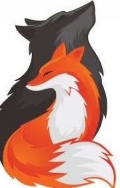 an orange and white fox sitting on top of a black and white background with the words,