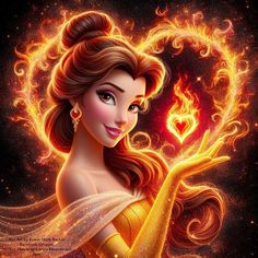 disney princess aurora from the animated movie beauty and the beast, holding a heart shaped firework