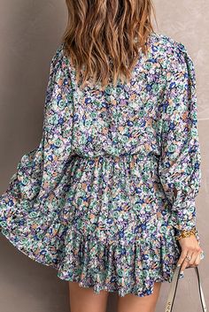 Floral Print Puff Sleeve Ruffled Mini Dress Ruffled Mini Dress, Long Sleeve Sequin Dress, Sleeveless Short Dress, Mini Dresses Online, Neckline Designs, Ruffle Mini Dress, Dresses Floral, Long Sleeve Floral Dress, Leopard Print Dress