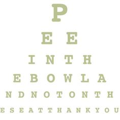 an eye chart with the words pee in it