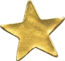 a gold star ornament on a white background