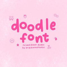 doodle font with pink background and stars