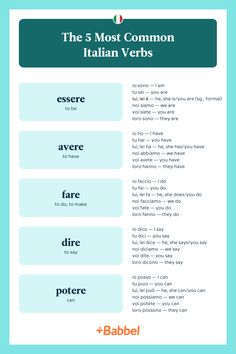 the 5 most common italian verbs