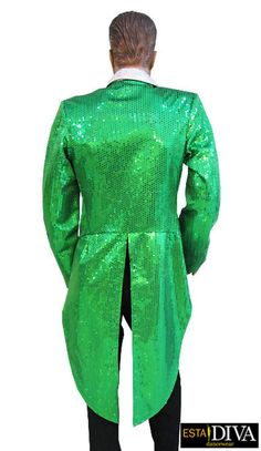 Sequin Tailcoat - Le Frac Pailleté Vert This sequin tailcoat is tailor-made to your individual measurements to get the perfect fit. It is a true eye-catcher! On stage you will shine like a star and captivate the attention of your audience instantly with this sparkling tailcoat.custom tailcoat, handcrafted especially for youYou can pick colors and select options!glittering sequin fabricWashing: Hand wash with cold waterMeasuresWe need the following measurements from you:Full bust Under bust Waist Fitted Glitter Long Sleeve Outerwear, Fitted Long Sleeve Glitter Outerwear, Fitted Disco Outerwear With Sequins, Fitted Sequin Blazer For Costume Party, Fitted Sequin Disco Outerwear, Fitted Disco Outerwear For Party Season, Spring Sequin Outerwear For Costume Party, Glitter Fitted Outerwear For Party Season, Fitted Sequin Outerwear For Holidays