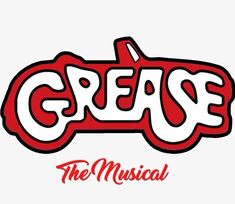 the logo for grease's musical company, which has been drawn in red and white