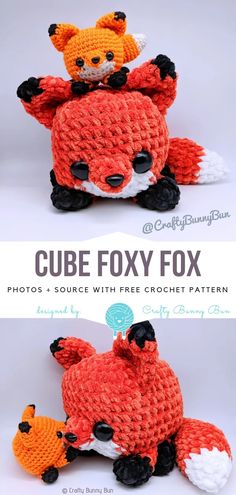 crocheted fox and fox stuffed animal pattern