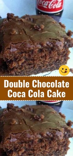 double chocolate coca cola cake on a plate