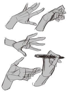 several hands are shown with different angles and shapes to show how they're doing something