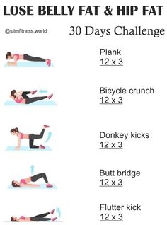 Belly Fat lose, Weight Lose Lose Hip Fat Exercises, Hip Fat Exercises, Hip Fat Loss, Exercise To Reduce Hips, Reduce Arm Fat, Thigh Fat Workout, 30 Days Challenge, Reduce Thigh Fat