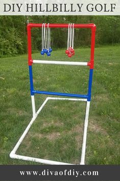 the diy hillbilly golf game is made from plastic pipes