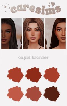 some different types of hair are shown in this graphic style, including brown and red