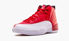 This “reverse” colorway of the OG white and red Air Jordan 12 colorway features a red leather upper with accents in white for a new spin on the classic Bulls color scheme. Classic Red High-top Sneakers With Contrast Sole, Classic Custom Sneakers With Red Sole For Sports, Red High-top Sneakers With Contrast Sole For Sports, Red Leather Sneakers With Boost Midsole, Red High-top Sneakers For Light Sports With Branded Insole, Red High-top Sneakers With Branded Insole For Light Sports, Red Leather Sneakers For Light Sports, Sporty Red Leather Basketball Shoes, Red Leather Sneakers For Sports