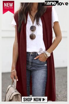 Fashion Long Vest Cardigan Fall V-neck Solid Color Sweater Coat, Casual Open Front Sweater Coat For Work, Casual Solid Sweater Vest For Fall, Casual Solid Color Sweater Vest For Fall, Chic V-neck Sweater Coat For Layering, Solid Color V-neck Cardigan For Layering, Winter Layering Solid Color Sweater Vest, Spring Workwear Cardigan With Shawl Collar, Versatile V-neck Cardigan For Fall