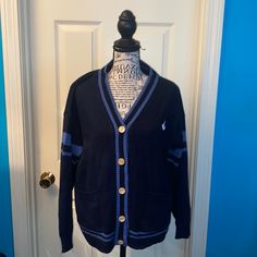 Nwot This Was A Gift But It’s Too Big For Me Listed As “One Size” Fits Most I Normally Wear A Small And This Is A Little Big On Me Button Up Cardigan W/ Pockets Blue Long Sleeve Preppy Cardigan, Preppy Blue Winter Cardigan, Button Up Cardigan, Cardigan Sweaters For Women, Womens Cardigan, Colorful Sweaters, Cardigan Sweater, Sweater Cardigan, Sweaters & Cardigans