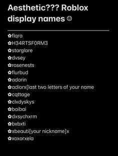 a black background with the text aesthetic? roblox display names