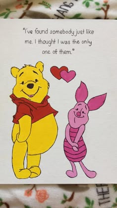 winnie the pooh and piglet valentine card with handwritten quote on it,