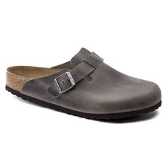 Boston Soft Footbed Oiled Leather Iron | BIRKENSTOCK Boston Soft Footbed, Birkenstock Clogs, Calf Muscles, Birkenstock Boston, Birkenstock Madrid, Zermatt, Birkenstock Boston Clog, Leather Clogs, Reykjavik