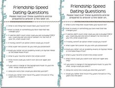 two paper sheets with the words friends speed dating questions