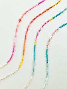 Colorful seed bead necklace/choker-adjustable (13 inches + 2 inch extender)-sunset/beachy/pool vibes- great for layering or wearing alone Pool Vibes, Sunset Vibes, Sunset Color, Color Beads, Sunset Colors, Seed Bead Necklace, Necklace Choker, Beaded Necklaces, Bead Necklace