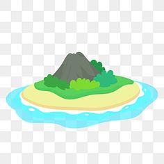 an island in the water with trees and rocks on it, transparent background png clipart