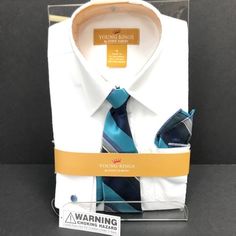 Young Kings by Steve Harvey | Shirts & Tops | Young Kings By Steve Harvey Boys White Dress Shirt Navy Gray Tie Hanky | Poshmark Turquoise Tie, Shirt With Tie, Kids Flannel, Kids Plaid, Black And White Flannel, Dress Shirt And Tie, White Dress Shirt, Grey Tie, Boys Plaid