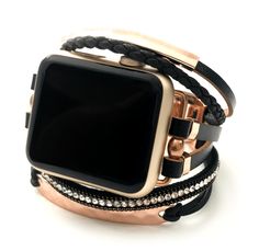 This strappy Apple watch band is our newest addition to Copper Robin! Available in several color variations and a one size connector that will fit Apple watch size 38mm, 40mm, 41mm, 42mm, 44mm and 45mm Adjustable clasp closure helps you find your perfect size Faux leather Sizing: Fits wrist sizes 6''-8'' Fits Apple watch series 1-7 and SE One size connector fits 38/40/41/42/44/45mm Notice a price difference? We will be using a different metal for our Posh bands and we are slowly changing those o Apple Watch Bands Gold, Pin Clothes, Cute Apple Watch Bands, Apple Watch Bands Women, Rose Gold Apple Watch, Apple Watch Sizes, Apple Band, Apple Watch 1, Fancy Watches