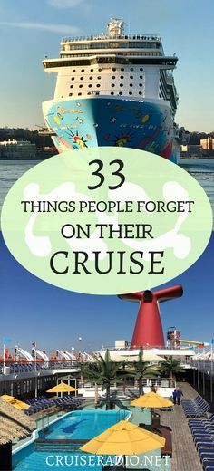 a cruise ship with the words 3 things people forget on their cruise