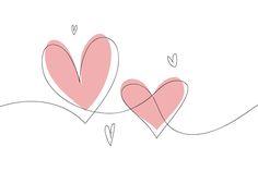 two pink hearts connected to each other on a white background with the word love written below them