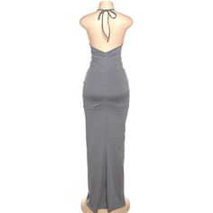 Elegant Deep V-neck Halter Backless Ruched Maxi Dress Ruched V-neck Maxi Dress For Night Out, Chic Gray V-neck Maxi Dress, Ruched Sleeveless Backless Dress For Club, Stretch Ruched Backless Dress For Evening, Elegant Stretch Ruched Backless Dress, Summer V-neck Ruched Halter Dress, Ruched Fitted Backless Maxi Dress, V-neck Maxi Dress With Ruched Back For Night Out, Backless Ruched Fitted Maxi Dress