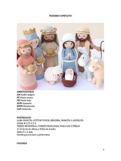 the instructions for crocheted nativity dolls are shown in this page, and there is