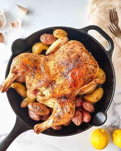 Easy Greek roast chicken in the oven make for a delicious holiday dinner idea! If you're searching for the perfect Christmas dinner idea, consider making this roast whole chicken with Greek herbs and spices. The best roast chicken recipe you'll ever try. This Greek roast chicken has juicy, tender meat and the crispiest, golden brown skin. Greek Roast Chicken, Best Roast Chicken Recipe, Chicken Recipes Dinner, Best Roasted Chicken, Perfect Christmas Dinner, Chicken Roasted, Chicken Christmas, Recipes Holiday, Chicken Tender