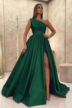 Emerald Green Prom, Emerald Green Prom Dress, Green Prom Dress, Satin Prom Dress, Evening Party Dress