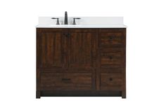 Elegant Lighting - VF2842EX-BS - Single Bathroom Vanity - Soma - Expresso 48" Vanity, Minimalistic Fashion, Side Drawers, Quartz Vanity Tops, Built In Cabinet, Bathroom Necessities, Porcelain Sink, Single Sink Vanity, Marble Vanity Tops