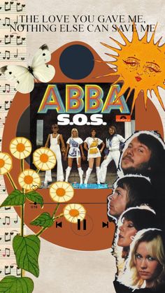 an advertisement for the album abra sos with pictures of people and flowers on it