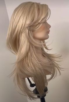 #hairstyleideas Funky Haircuts For Long Hair, Blonde Hush Cut, Low Visual Weight Hairstyles, Medium Length Hair With Side Bangs, Blonde Hairstyles Long, Blonde Side Bangs, Hush Cut, Pretty Hair Cuts