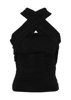 Find SAINT LAURENT Ruched Halterneck Stretch-jersey Top on Editorialist. Style Notes Cross-over halter necklines are a key silhouette from Saint Laurent's AW23 collection, and tops like this one were spotted across the label's runway. The perfect piece to take you from day to night, it's cut from a ruched stretch-jersey fabric and sits close to the frame.; Info & Care Saint Laurent stretch-jersey top; Cross-over halterneck straps, ruched Slips on; 95% viscose, 5% elastane; Machine wash; Size & Fit Length shoulder to hem: 18 inches/ 46cm; Midweight; Slim fit; Model is 5'9'/ 175cm and wears a size small;; Ysl Top, 90s Hip Hop Style, Cute Clothing Ideas, Leather Tank Top, Spring Fits, Ruched Top, Stockholm Fashion, Cute Clothing, Casual Work Outfits