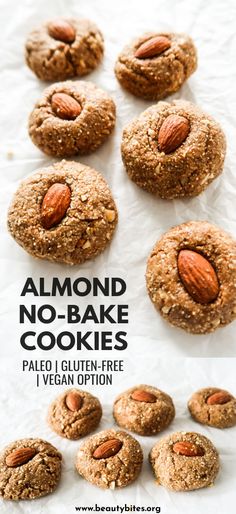 almond - no - bake cookies with the words palen free vegan options