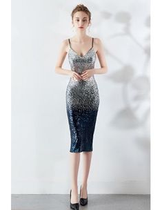 10% off now! ombre sequins bodycon knee length party dress with straps online. Sheprom offers formal, party, casual & more style dresses to fit your special occasions. Knee-length Sequin Dress For Party Season, Ombre Midi Party Dress, Ombre Sleeveless Party Dress, Fitted Ombre Midi Dress, Elegant Ombre Party Dress, Sequined Knee-length Bodycon Dress, Prom Dress Sleeveless, Short Sleeve Prom Dresses, Sweep Train Wedding Dress