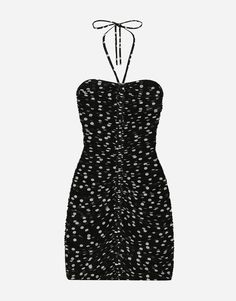 Short draped tulle dress with polka-dot print Dolce And Gabbana Mini Dress, Skirt And Top Dress, Italian Elegance, Dolce Gabbana Dress, Woman Dresses, White Accessories, Black Tulle, Cocktail Evening Dresses, Draped Dress