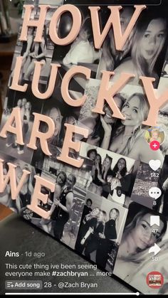 the poster for how lucky are we? is displayed in front of a computer screen